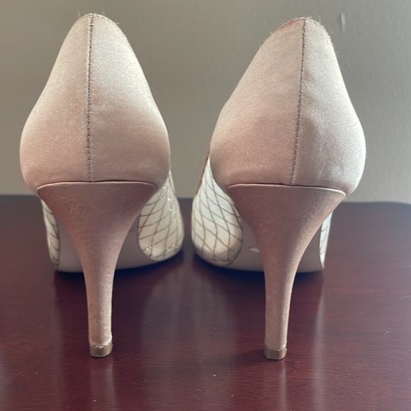 Satin Gold Peep-toe Pump - Picture 5 of 8